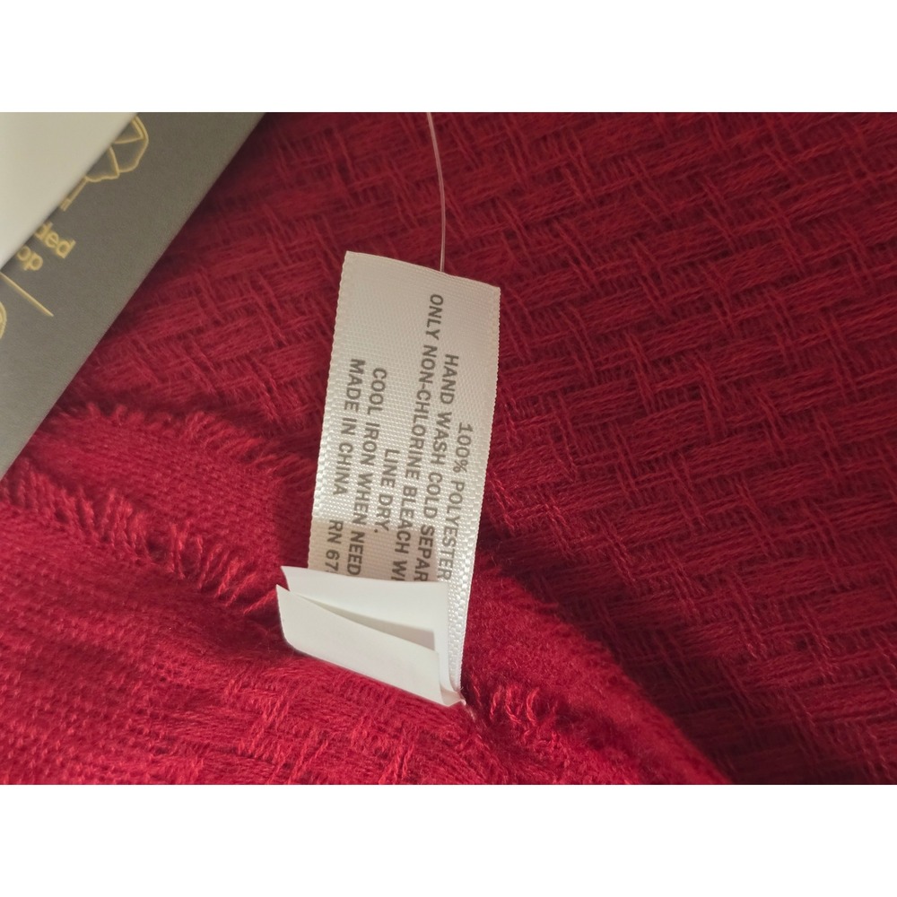 Style & Co Red Convertible Wrap Scarf Basketweave Texture Fringe NWT - Picture 10 of 10